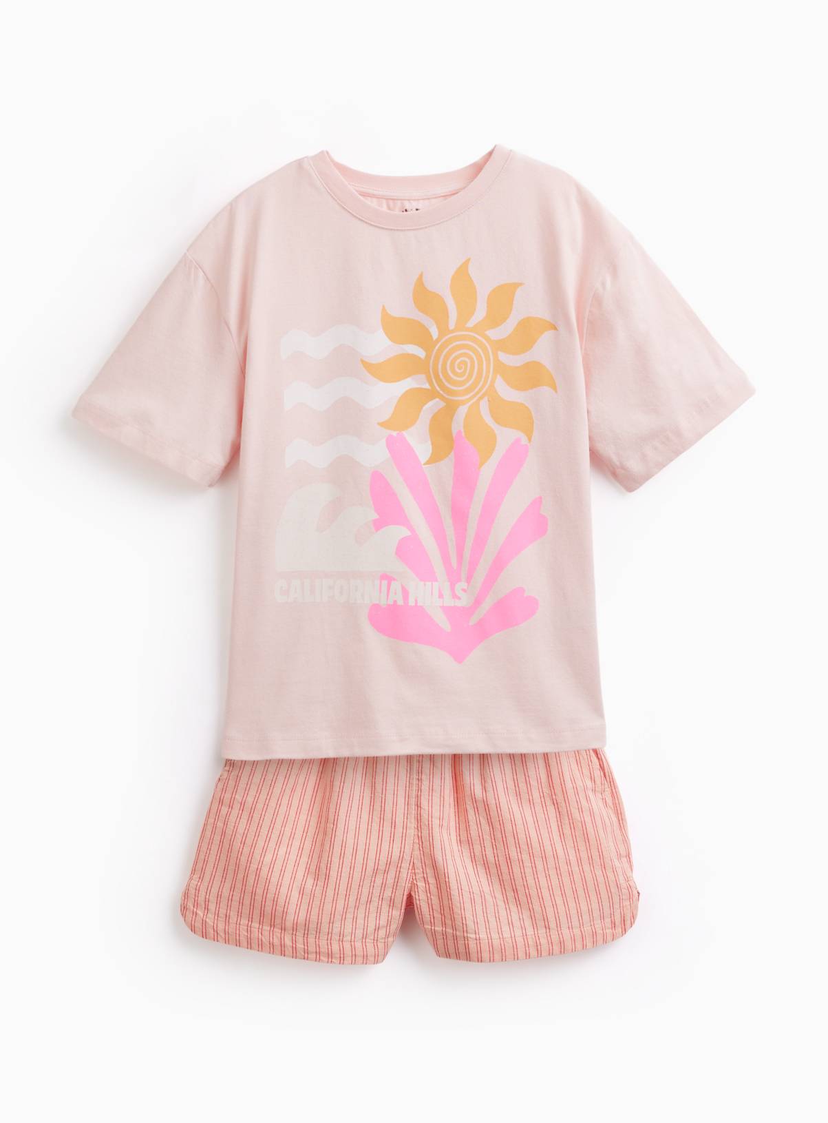 Pink Printed T-Shirt & Shorts Set 11 years - Image 3